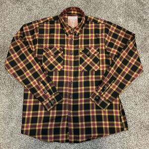 Dixxon Flannel Company Shirt Mens 2XLT Brown Red 22 Jump Button Up Biker Pocket